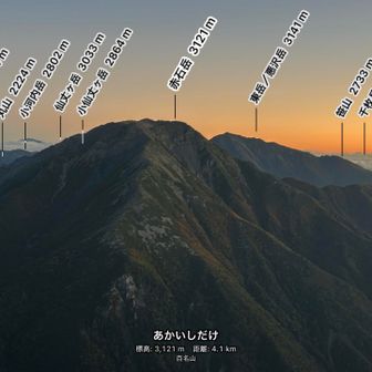 赤石岳、悪沢岳バッチリ✨

少しずつ空が明るくなり始めると、山々のシルエットが浮かび上がってきました。

やがて朝日が山々を照らし始めると