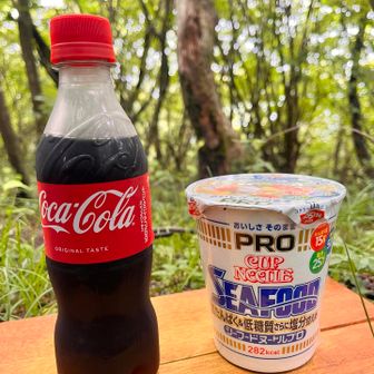 お腹すきすぎて、森の中でランチ😄