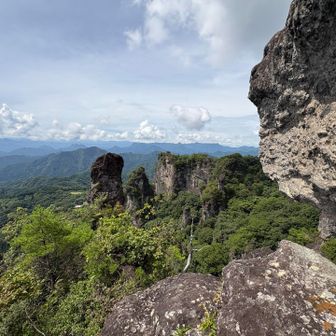 大砲岩の脇からの眺め
右側が大砲の先端