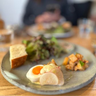 前菜サイコー！手前のかぼちゃのソースにモツと大根の味付け、サラダのドレッシングはバルサミコ酢と何混ぜてるんだろう。お忙しそうで聞けなかったけど、またゆっくり来たいお店です。