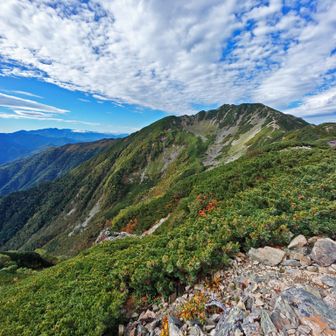 小仙丈ケ岳から：
仙丈ケ岳