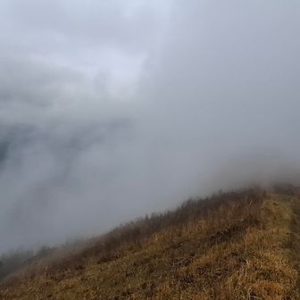 ガスが尾根に向かって流れていた。
動画なら迫力が伝わるのに
今になって後悔