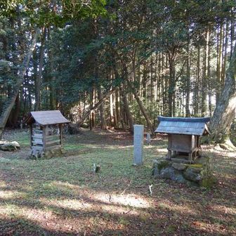 ７．山神宮の祠。本宮山（ほんぐうざん）山頂（583m）に到着