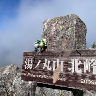 ごろごろ岩を積み重ねたような北峰。
山頂から5分🐸