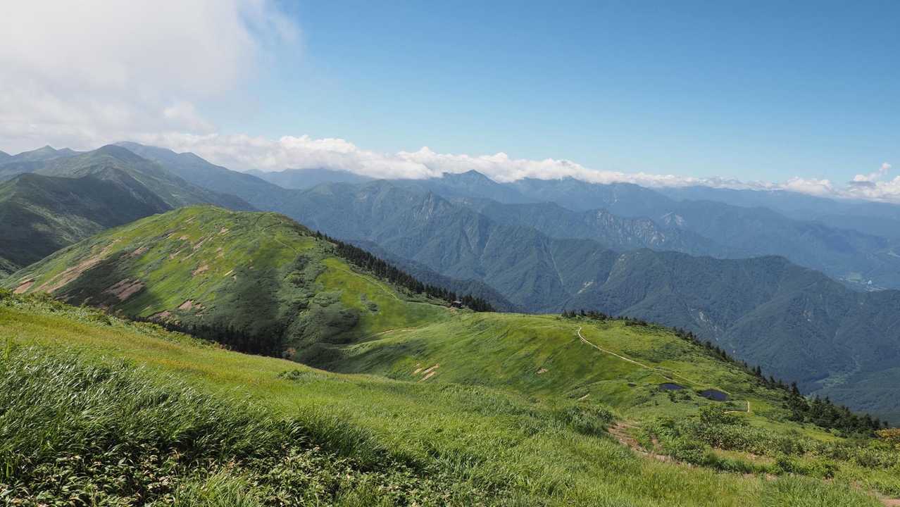 巻機山、夏空の夫婦登山 の写真 11