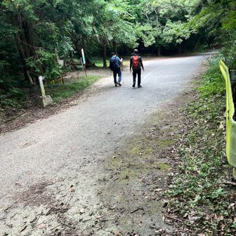 登山口まで戻って来たけど五徳峠駐車場は車一台も無し、私らは少し下の円陣の滝駐車場へ