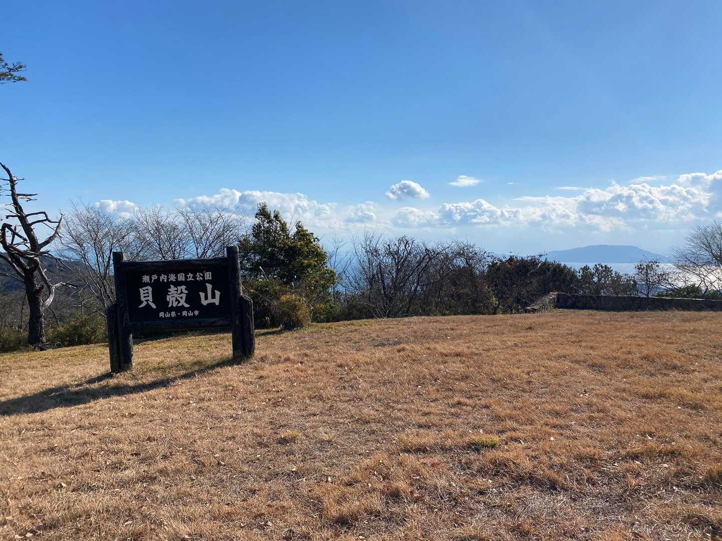貝殻山山頂ー！広々としてて眺めよし！