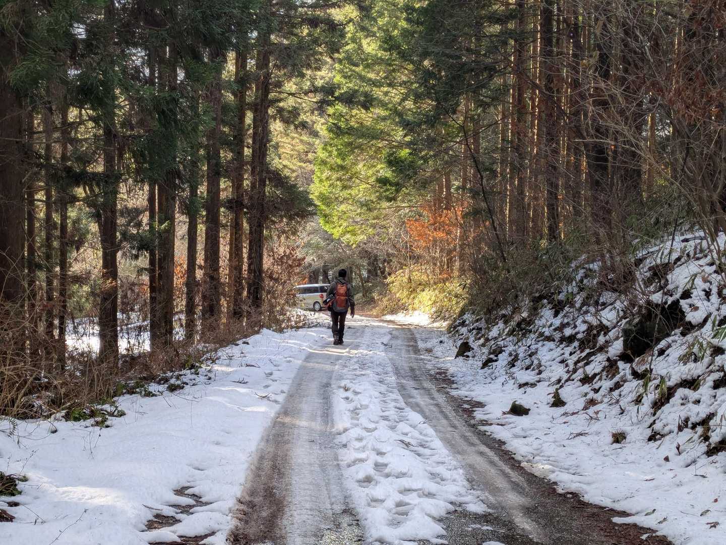 何度かカーブを回ってやーっと車へ。足腰痛くとても疲れた〜💨