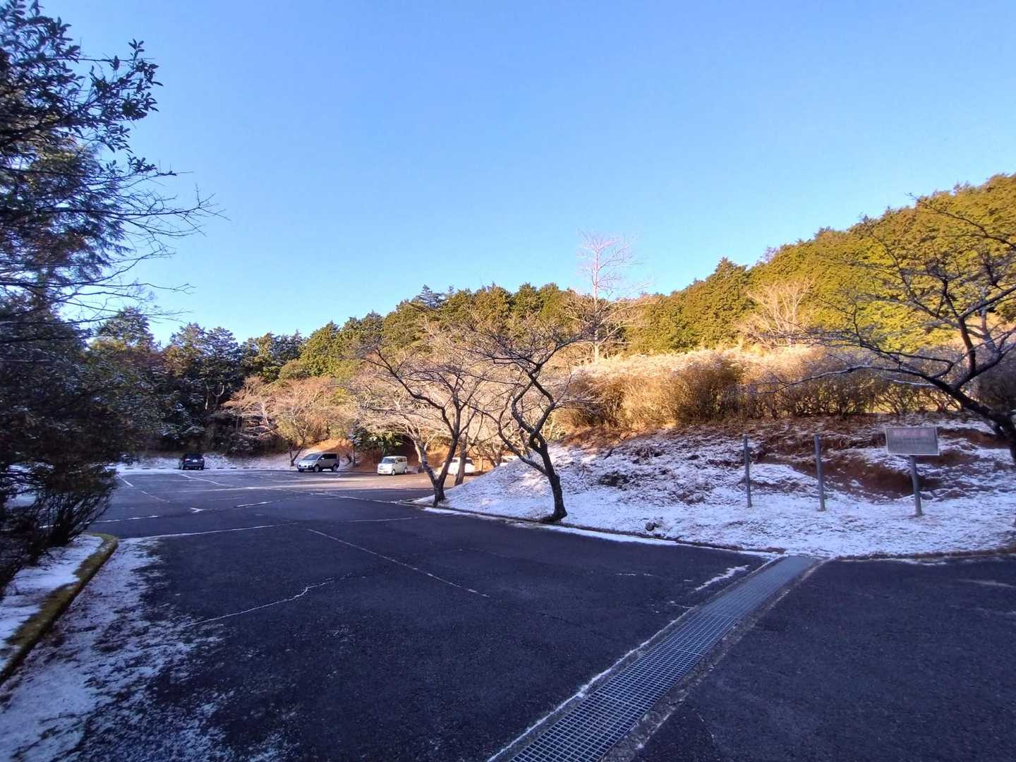 駐車場
隅っこ凍結してま