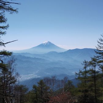櫛形山山頂から富士山を望む1