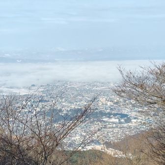 会津盆地は半分雲海
どうも大川（阿賀川）が流れているあたりが雲海のよう。
