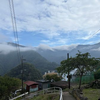 一気に下って水根の集落へ。
晴れてる