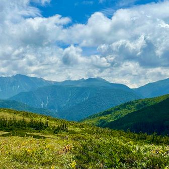 雲の平と水晶岳、鷲羽岳😊黒部吾郎岳もかな🤔⁉️
来た道だなぁーと思いながら♪♪