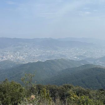岩屋山山頂です。直登コースから登りました。
今日も霞んでますが、昨日よりはまだ景色が見えます⛰️