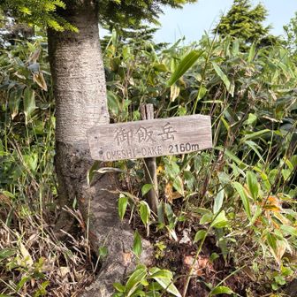 御飯岳山頂2160m
登り切ってからの尾根歩きが長い