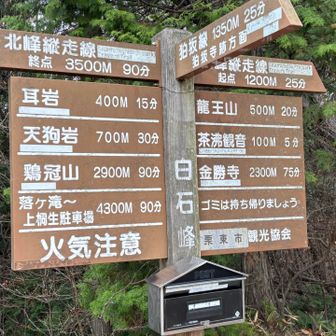 やっと白石峰到着
一杯行き先が書かれた道標！
狛坂磨崖仏へ下ります