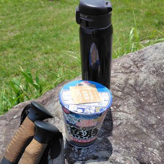 これから暑い季節になるので、夏前の最後のカップ麺かな。
山頂は日差しが強くて暑いけど、気温は18度くらいでいい感じでした。
しかし、ハエが多いのが…😓