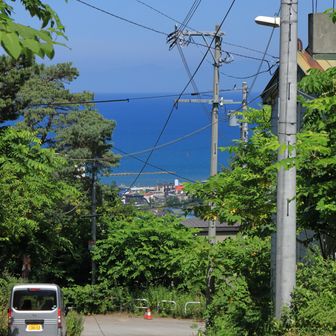 登山口からも海が見えます