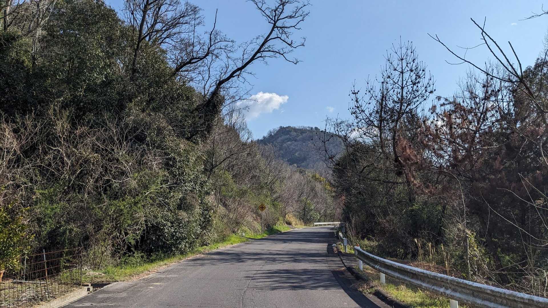 歩いてて正面に見えるのが城山、これなら45分で行けそう😙