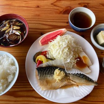 ハンバーグが前に食べたので、今回はサバ
これも美味しい