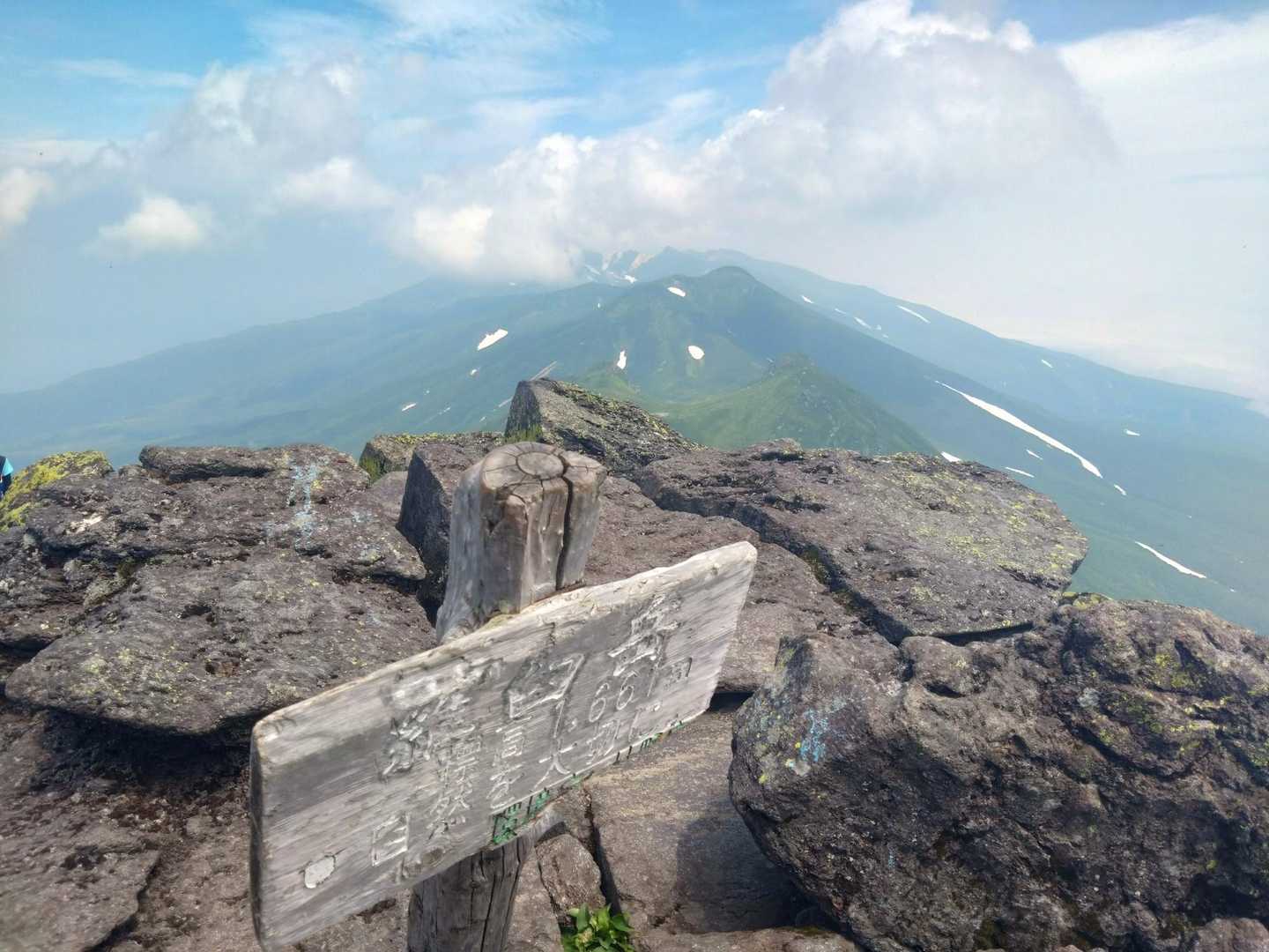 山頂標識と連山方向✨