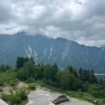 大観峰駅から針の木岳。山頂周辺は、雲。