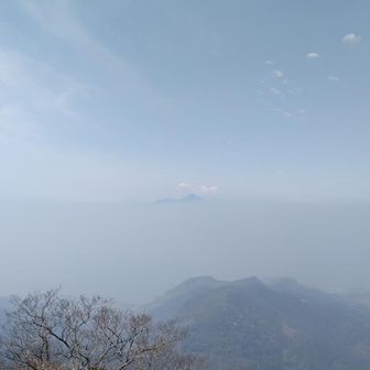 霞がかって、普賢岳が雲の上に浮いてるみたい⛰️