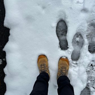 この辺りの積雪はこのくらい。