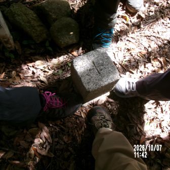 鉢巻山三等三角点　点名：二河３９９．８ｍ(コンクリートの廃墟跡)(九嶺２)