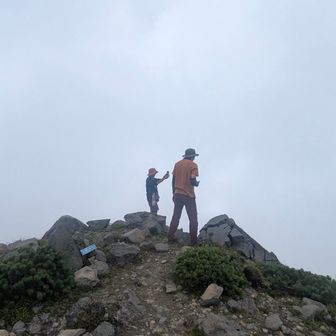 荒神ヶ岳山頂は真っ白。
