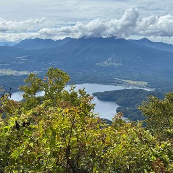 大明神岳からの眺望。野尻湖がきれいです。