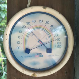 遠くで雷の音が聞こえた途端、急に冷たい風が吹いて来ました。
温度計は23度。
急に気温が下がって来た。