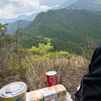 となりの山頂？で、お昼ご飯。
コーラもらった。暑い日は炭酸が嬉しい😆