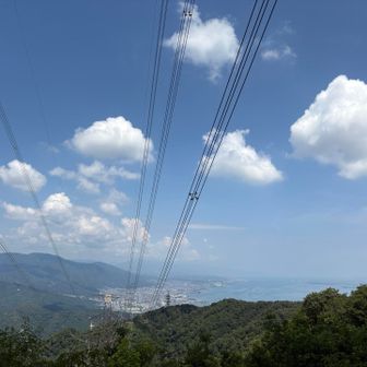 山頂から見る琵琶湖。今日は、姉と孫は琵琶湖でSUPしてるようですがどこー？笑