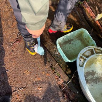 靴の汚れを落として終了〜🫡
あっという間だったけど楽しい山行でした🤗