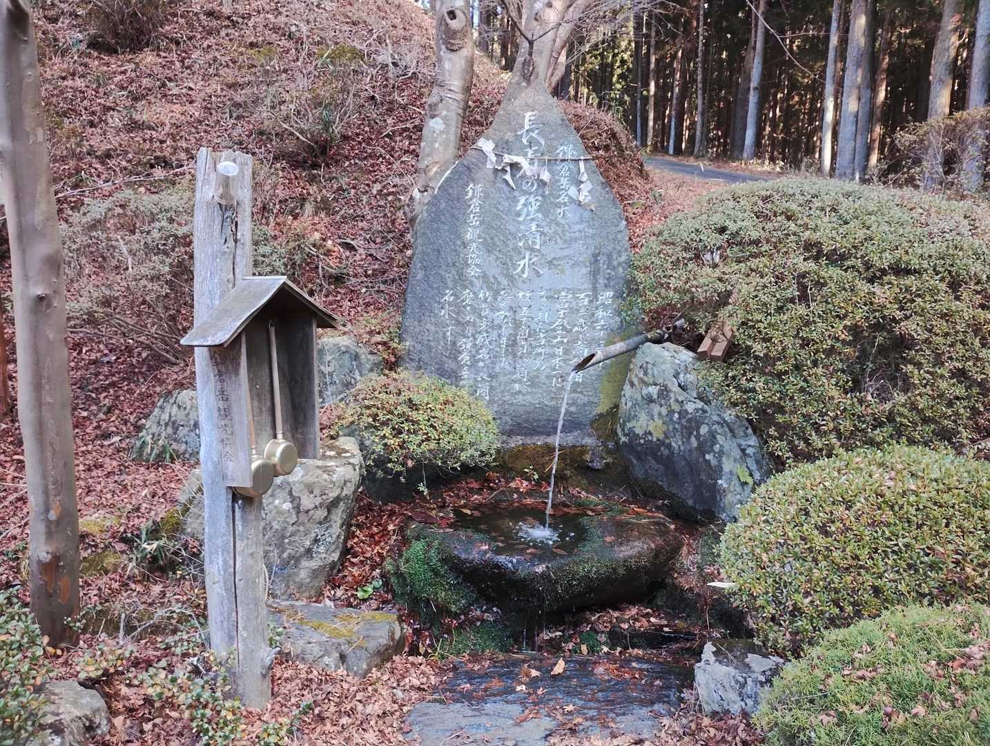 駐車場脇の長寿の強清水です😊