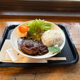 昼食のハンバーグプレート。1,700円。