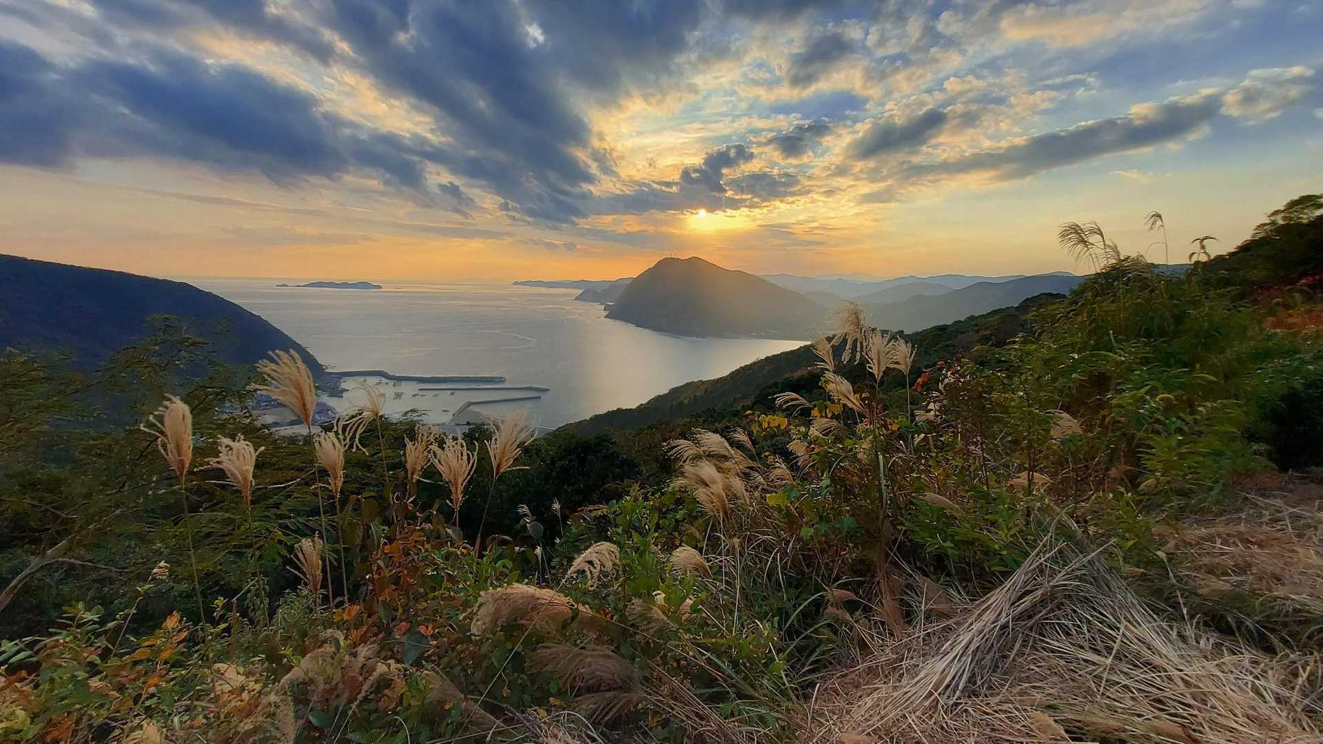 海辺の夕暮れとススキ
晩秋ですね
