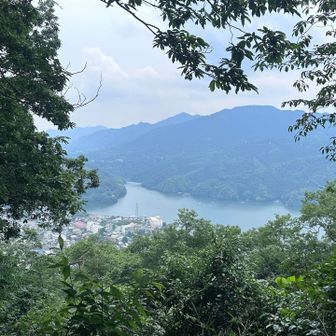 相模湖見えた
ここから先は急な下り