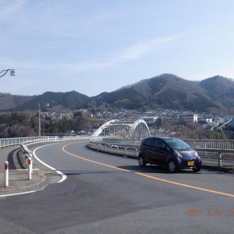 相模川を渡って、振り返り日連アルプスを見る