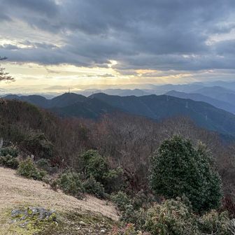 頂上より　太田川放水路、宮島、周防大島まで見えます