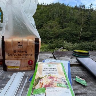 設営の前にお昼ご飯

ハムとポテサラのホットサンド🥪
食材はローソンで調達
ポテサラがいい仕事してくれて大満足😋