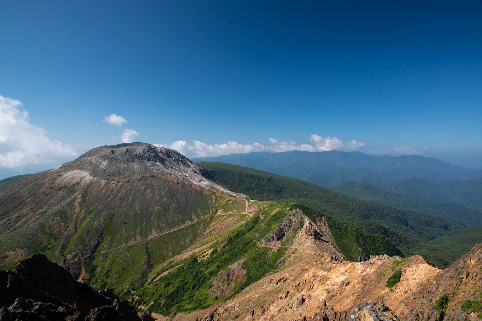 峠の茶屋登山口-朝日の肩-朝日岳-熊見曽根-1900m峰- 往復コースの写真