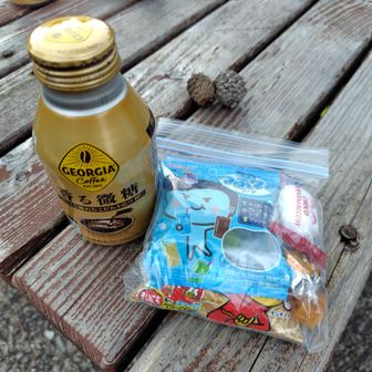 自販機のあるところまで下ってきました😆
ここはラフォーレ剣山。日帰り温泉♨️がある所です〜