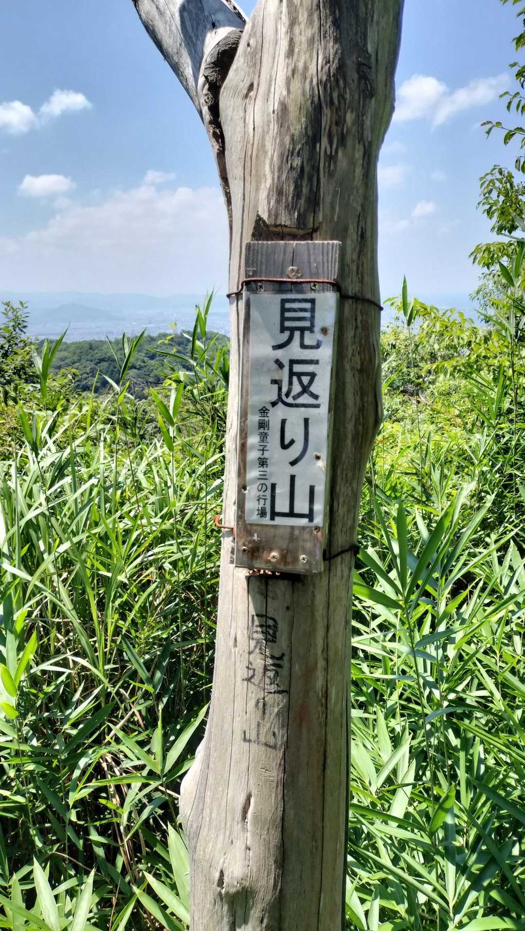 見返山到着
眺望はほとんどありませんが、風と木陰で涼しかったです。
