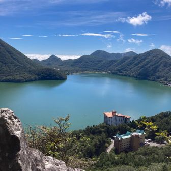 硯岩から見える榛名湖