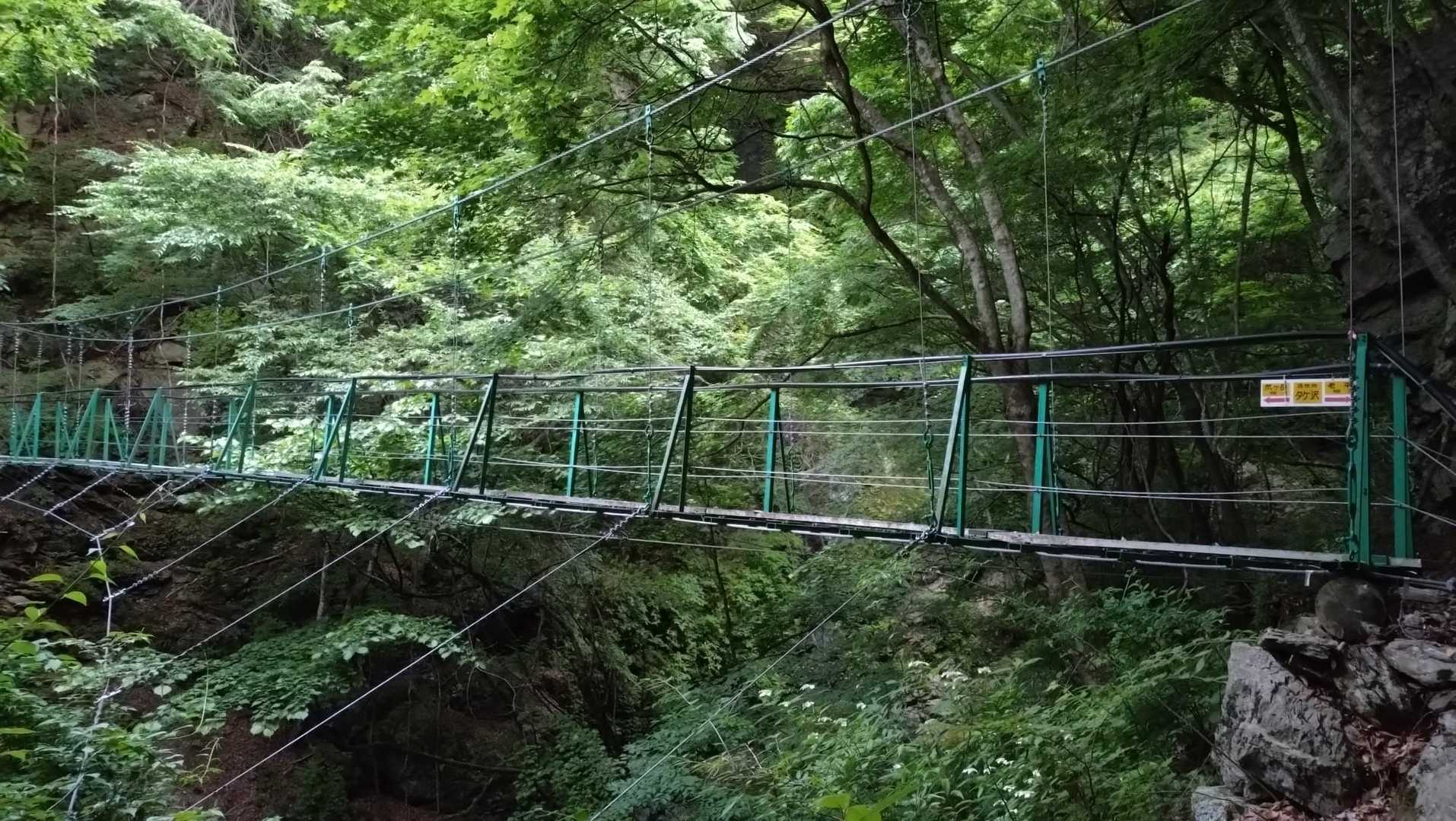 広河原までの登山道には傾いた橋や揺れる吊り橋などのアトラクションがいっぱい❗️😁