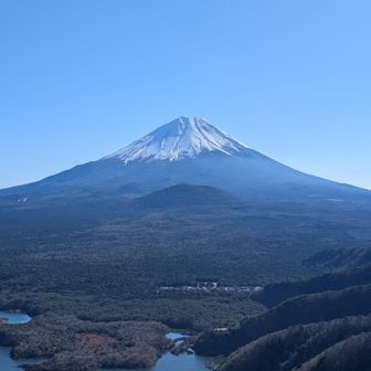 富士山、大室山と精進湖