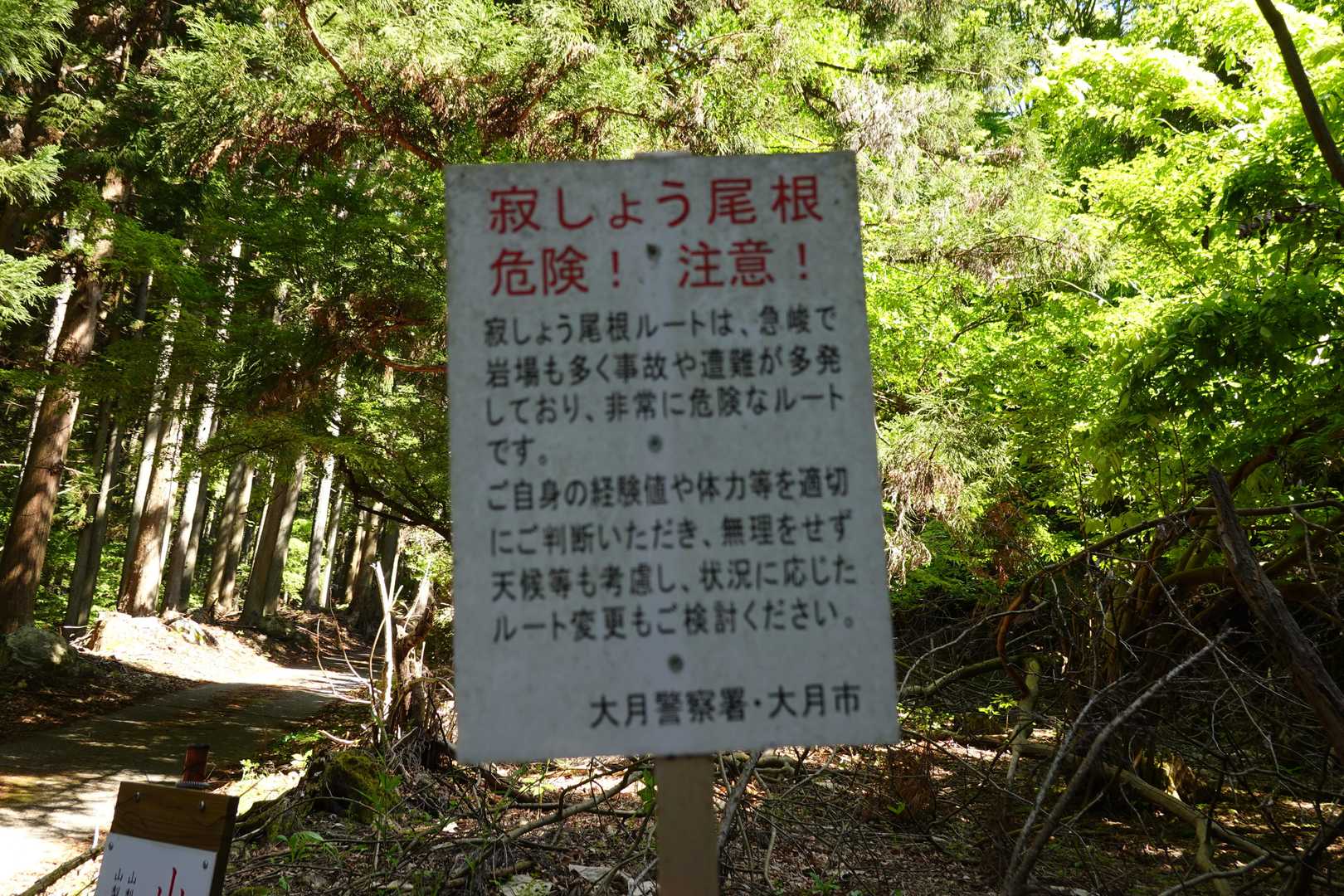 事故や遭難が多発...怖いことが書いてありますが短い上りの繰り返しでそんなに危険ではないかと思います。（あくまで個人の感想です）