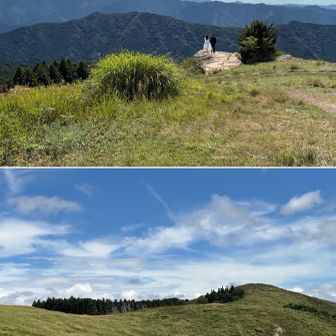 火上げ岩ではwedding photo❤️撮影中⏰　山頂方向ではグライダー愛好家4-5人が✈️を飛ばす(撮影難)